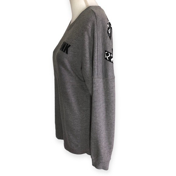Victoria’s Secret PINK Grey Logo Long Sleeve Sweatshirt - Picture 2 of 6